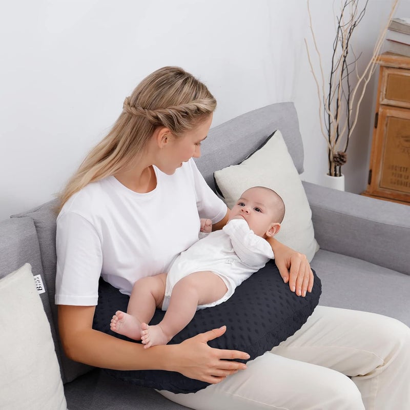 Aullar Pillowcase for Nursing Pillow and Positioner for Breastfeeding and Bottle Feeding, Propping Baby, Tummy Time, Baby Sitting Support, Awake-Time Support, Pillow Cover Only (Black) - Image 2